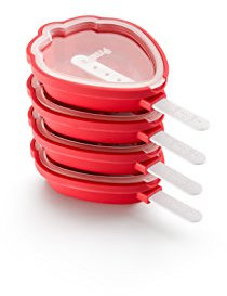 Lékué Eisformen in Erdbeerform, Silikon, rot, 15,4 x 9,4 x 3,3 cm, 4 Stück