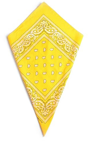 Yellow Paisley Bandana Head Scarf Headbands Handkerchief Cowboy Cotton Bib Party Face Covering Headwear For Motorcycling Mens Womens Unisex