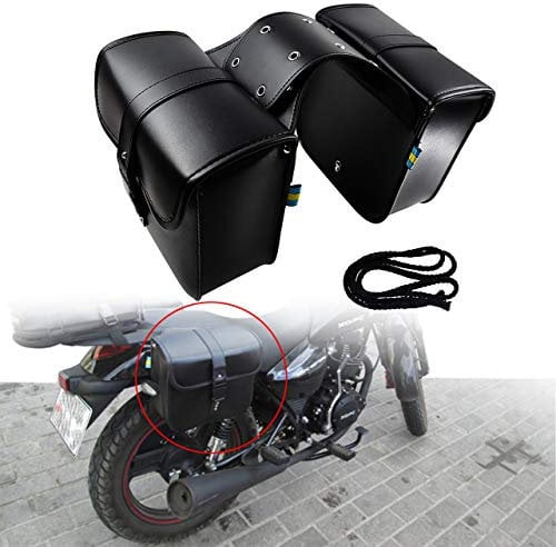 HDBUBALUS Motorcycle Saddle Bag Universal Tool Bag Panniers Fit for Harley Yamaha Cruiser Black