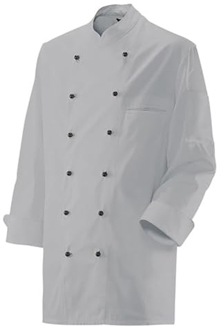 EXNER Unisex Koch-Jacke, langarm, Baumwoll-Mischgewebe, Farbe silbergrau, Größe XL