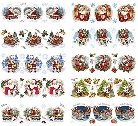 Ideen mit Herz Transparent-Sticker, 10 Bogen à 10cm x 30cm | Bunte Aufkleber zum Basteln & Dekorieren (Der Nikolaus kommt)