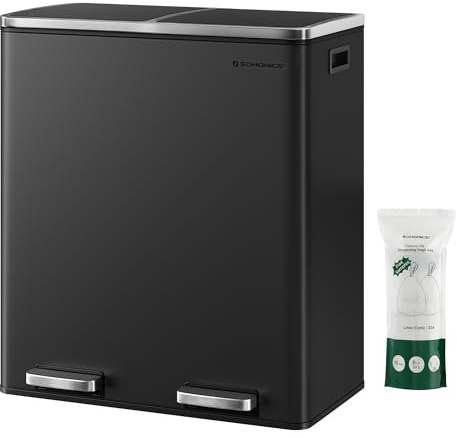 SONGMICS Trash Can, 2 x 8 Gallon (2 x 30 L), Black