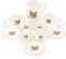 Odoria 1/12 Miniatura 15PZ Conjunto de Tazas de Té patrón de Gato Porcelana Cocina Accesorio para Casa de Muñecas