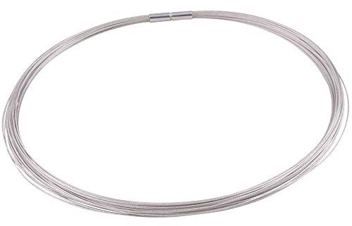 Collier - Goldschmiedearbeit made in Germany - (Edelstahl hochwertig versilbert anlaufgeschützt) mehrreihige Kette aus 30 Litzen - Edelstahl Kette aus 30 Drähten - Halskette Halsreifen Damenkette