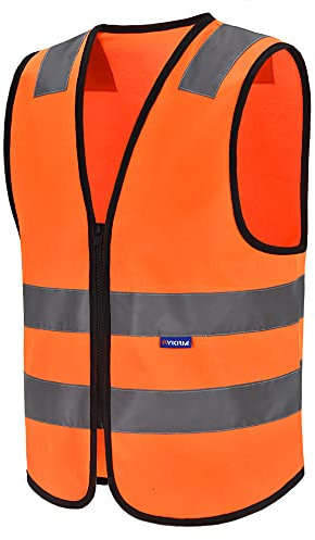 AYKRM Mehrere Farben, Unisex hochsichtbare Warnweste Hohe Sichtbarkeit Warnweste Reflektierende Weste Reißverschluss Sicherheitswesten EN ISO 20471(M, Orange)