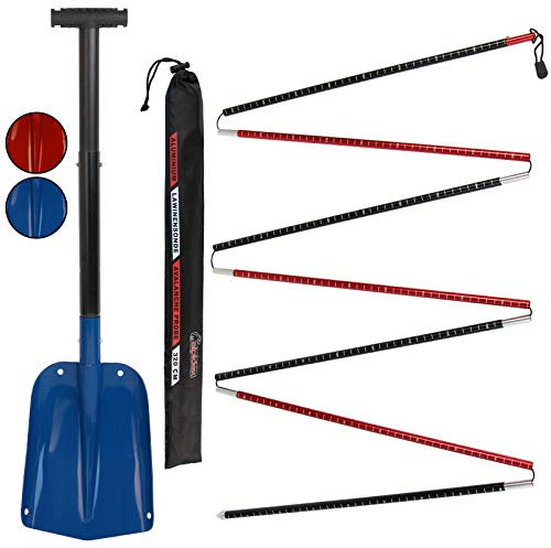 ALPIDEX Sonda da Valanga Alluminio con Pala da Neve Manico Telescopico, Colore:Blue - 320 cm