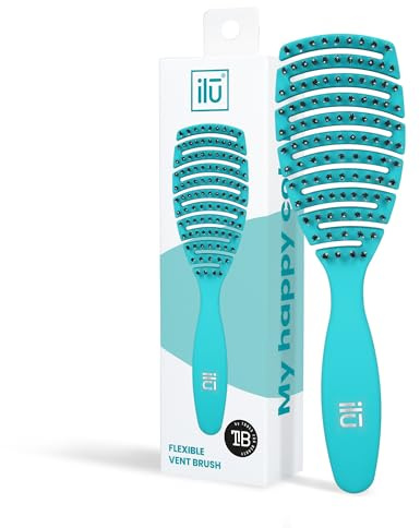 TB TOOLS FOR BEAUTY T4B Ilu My Happy Colour Detangling Hair Brush for Combing and Straightening Dry and Wet Hair, for Long and Short Hair, Made of Synthetic Bristles (Ocean Blue)