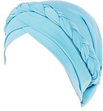 Lazzboy Frauen Indien Hut Muslim Solid Chemo Beanie Schal Wrap Cap Kopftuch Damen Headscarf Turban Bandana Kopftücher Headwrap Hijab Schals Kopfbedeckung(Himmelblau)