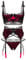 Lovehoney Lingerie Women's Black Boudoir Belle Cherry Quarter Cup Bra Set - With Suspender Belt & G String - Large: 14-16