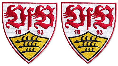 VfB Stuttgart Patch 2er Set - Wappen 4.5 x 5 cm - Aufnäher, Aufbügler - Plus Lesezeichen Wir lieben Fußball