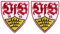 VfB Stuttgart Patch 2er Set - Wappen 4.5 x 5 cm - Aufnäher, Aufbügler - Plus Lesezeichen Wir lieben Fußball
