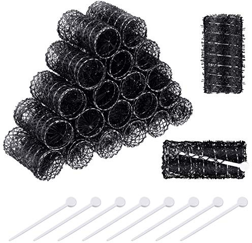 20 Pcs Brush Hair Rollers with Picks for Women, 2.5 x 1.4 in, Black