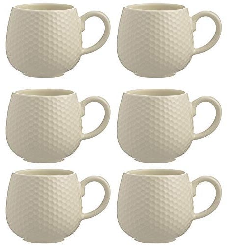 Mason Cash Styling Embossed Honeycomb Stoneware Mug Microwave Safe Cream (Pack of 6)
