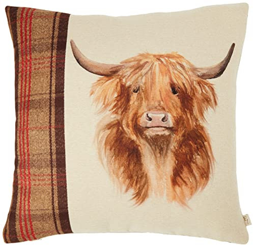 Evans Lichfield Hunter Kissenbezug Highland Kuh, Leinen Polyester, Mehrfarbig, 43 x 43 cm (Pack of 1)