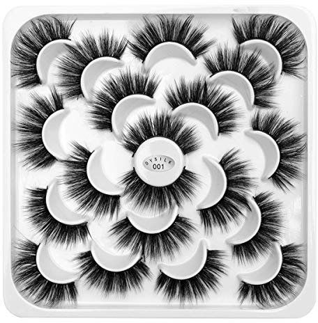 DYSILK Falsche Wimpern Fake Lashes - 10 Paare Künstliche Wimpern Lashes 6D 18mm Fake Lashes Wimpern Extensions Set Falsche Wimpern Natürlich Eyelashes Wimpern Cat Eye Wiederverwendbar