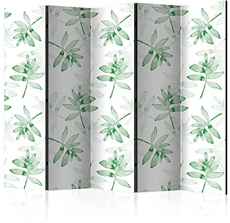 murando - Paravent Raumteiler Innen Blätter 225x172 cm 5-teilig Einseitig Raumtrenner Trennwand Holz Room Divider Mobiler Sichtschutz Spanische Wand Raum Abtrennung Dschungel tropisch b-B-0319-z-c