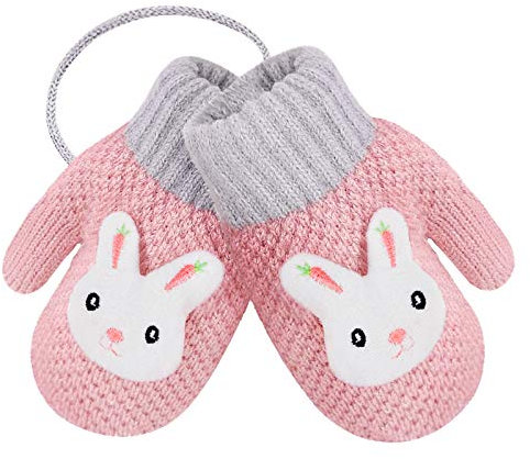 AfinderDE Unisex Kleinkind Baby Fäustel Handschuhe Herbst und Winter Handschuhe für 1-4 Jahren Fäustlinge Handschuhe Doppel Strickhandschuhe verdicken Fahrradhandschuhe mit Warme Plüschefutter