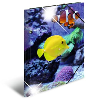 HERMA Sammelmappen A3 Fische Set, 3 Stück, Kinder Eckspanner-Mappen aus Kunststoff mit Tier Motiv, Hochglanz-Optik, Gummizug, Innenklappen und Innendruck für Jungen und Mädchen