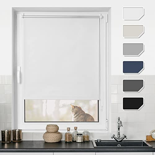 BondFree Verdunkelungsrollo Klemmfix Thermorollo ohne Bohren,65x220cm(BxH) Weiß, Sonnenschutz& Hitzeschutz Rollos für Fenster und tür