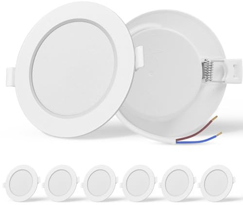 Aigostar - Foco empotrado LED, extraplano, 9 W equivalentes a 100 W incandescente, ultraslim plafón empotrado, blanco frío 6500 K, AC 230 V, para cuarto de baño, cocina, salón, pasillo, Ф118-128 mm,