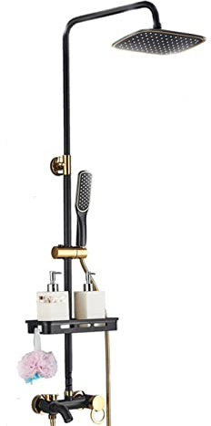 Duschset Duschstange set Schwarz Bad Duscharmatur Duschsystem Regendusche mit Handbrause Set