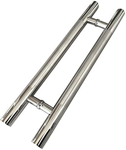 24 Inch Sliding Barn Door Handle, Heavy Duty Stainless Steel Entrance Gate Long Handle Modern Commercial Interior Exterior Door T Bar Pull Push Two Side Glass Door Handle Chrome Length 600mm