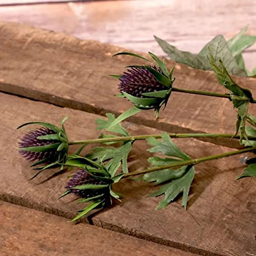 Apac Artificial Thistle Purple Spray | Thistle Bud Artificial Faux Silk Flower with 3 Heads | Artificial Flower for Vase Display, Bouquet, Home, Wedding, Restaurant, Photography Decorations