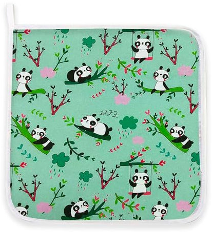 Panini Tessuti, Serviette aus Reiner Baumwolle für Essen - Mittagessen - Snack im Kindergarten Größe 31 x 31 cm Fancy Panda
