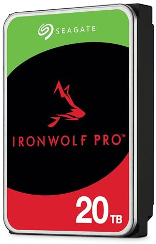 Seagate IronWolf Pro 20 TB, NAS interne Festplatte, 3.5 Zoll, 7200 U/Min, CMR, 256 MB Cache, SATA 6 GB/S, inkl. 3 Jahre Rescue Service, Modellnr.: ST20000NT001