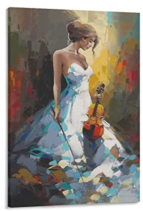 Leinwand Wandkunst Malerei 50x70cm Elegant spielende Geige Kunst Poster Bild drucken Modernes Familienzimmer Dekor Kein Rahmen