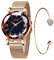 CIVO Orologio Donna Set Oro Rosa Orologio da Polso Donna Impermeabile in Maglia Acciaio Inossidabile Analogico Elegante Design Cielo Stellato