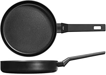 H&H All Blacks Padella in Alluminio con rivestimento Antiaderente Pfluon, 22cm, Rivestimento interno a nido d'ape, Induzione