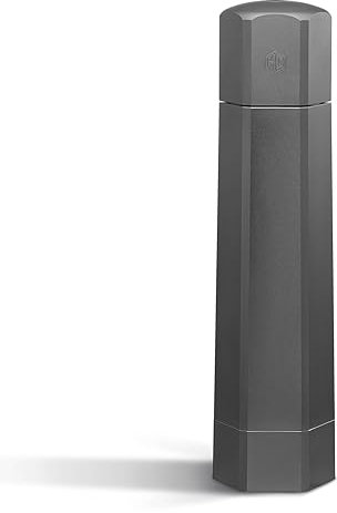 HexClad HexMill Salzmühle, Profi-Qualität für hohe Beanspruchung, wiederauffüllbar, Aluminium Rotguss grau, zehn einstellbare Mahlgradeinstellungen