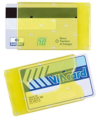 Porta tessere in plastica rigida per carte di credito tessera magnetica bancomat patente carta identità green pass 2 PEZZI (Giallo)