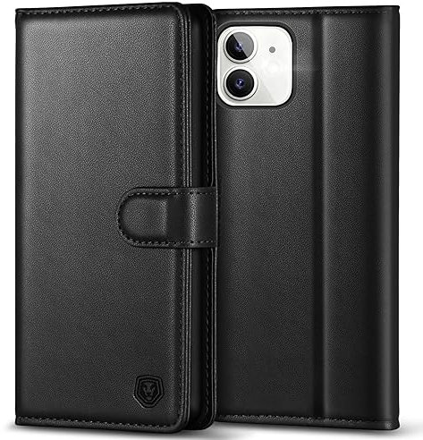 Kuafcase Handyhülle für iPhone 12 Hülle iPhone 12 Pro Hülle Leder Klapphülle Brieftasche Kartenfach Ständer Magnet Handytasche Case Schutzhülle für iPhone 12/12 Pro (6,1 Zoll) - Schwarz