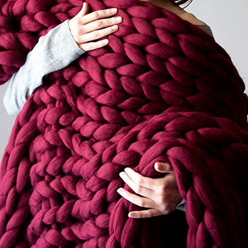 MBROS Bettüberwürfe, gestrickte Gewichtsdecke, grob gestrickte Decke, Garnfüllung – handgewebte geknotete Decken für Bett, Sofa, Stuhl, grobe Garndecke