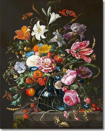 Fan House Paint by Number for Adults Beginner Canvas DIY Painting by Numbers Kits with 4 Brushes and Acrylic Paint, Oil Painting Kits Gift (Flameless 16X20 Inch)-Vintage Flowers Bouquet