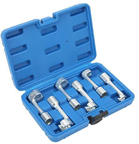 Astibym Einspritzschlüsselsatz, Kraftstoffeinspritzleitung Einspritzschlüsselsatz 12 mm 14 mm 16 mm 17 mm 18 mm 19 mm Chrom-Vanadium-Stahl 1/2 Zoll mit Aufbewahrungsbox für Motor