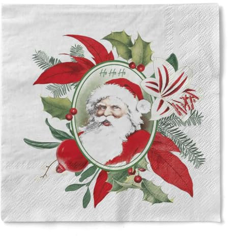 Mank Tissue Servietten 3-lagig ideal für Gastronomie und Feiern Weihnachten Advent Weihnachtsmann 100 Stück Niklas 33 cm