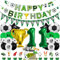MiaLover 11 Jahr Geburtstag Dekoration Set Fussball Luftballon Latexballon Happy Birthday Banner Trophäe Folienballon Tortendekoration für 11.Geburtstag Fußball Themen Party Deko