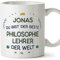 Mugffins Tassen Personalisierten für PHILOSOPHIELEHRER Mann - Auf Deutsch - Beste der Welt - 11 oz / 330 ml - Individuell Anpassbar Geschenk Mitarbeiter