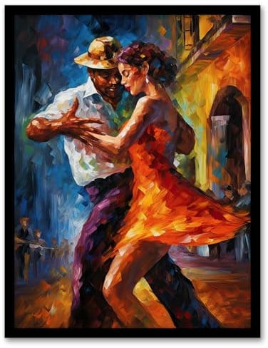 Artery8 Salsa Street Dance Colourful Dancing Painting Rhythm Body Energy Theatre Arts Artwork Art Print Framed Poster Wall Decor 12x16 inch