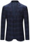 YOUTHUP Blazer Homme Slim Fit à Carreaux 2 Boutons Veste Costume Col Cranté Veston Casual pour Business Bleu-38 XL