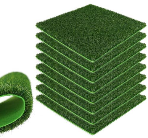 Evemodel 20 * 20 cm Grasmatte Miniatur Kunstrasenmatte für die Gestaltung von Modell Landschaften Miniatur (8Stk. 8mm)