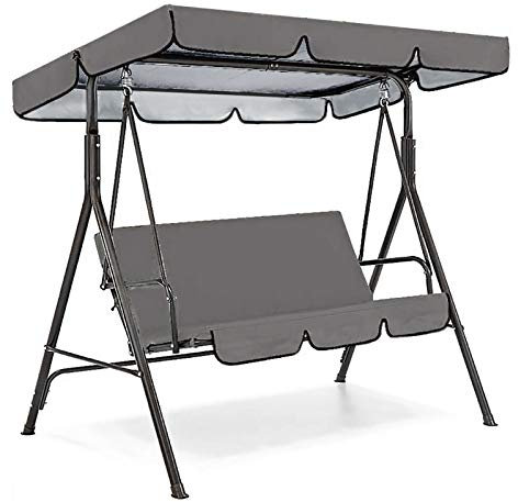 Katpost Classic 3-Seater Swing Cover Set, Grey, Iron & Plastic, 4D x 21W x 32H