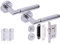 HANDLEZONE® Lacerta Premium Door Handles on Rose Bathroom Lock Pack with 75mm Ball Bearing Hinges and 76mm Lock - Dual Polished/Satin Chrome