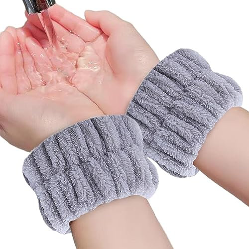 Gesichtswasch-Armbänder,2 Stück saugfähige Korallenvlies-Handgelenk-Gesichtswaschbänder | Flauschige Handgelenkhandtücher zum Waschen des Gesichts, elastische Haargummis für Frauen, Mädchen