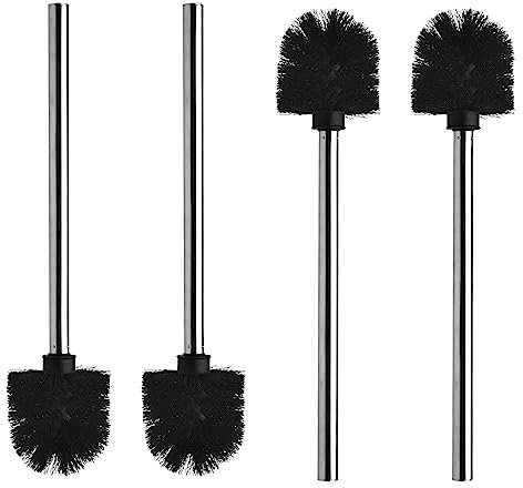 BRISKORE Juego de 4 Escobillas de Inodoro, Escobillas de baño con 8 cm de diámetro, Escobilla de Limpieza de WC con Mango de Acero Fino, Cepillos de diseño Elegante y con Clase