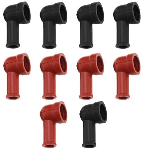 ECSiNG 10pcs Battery Terminal Insulating Rubber Protector Cover Angled Terminal Insulating Boot Terminal Insulating Cover 14mm x 8mm, Black and Red