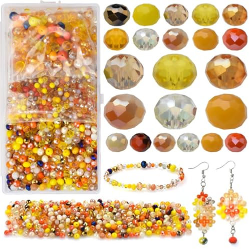 Zepitniy 1000 Pièces Perles de Verre à Facettes 4mm 6mm 8mm Facettes Perles de Cristal Rondes pour DIY Colliers Bracelet Boucles Fabrication Bijoux - Or